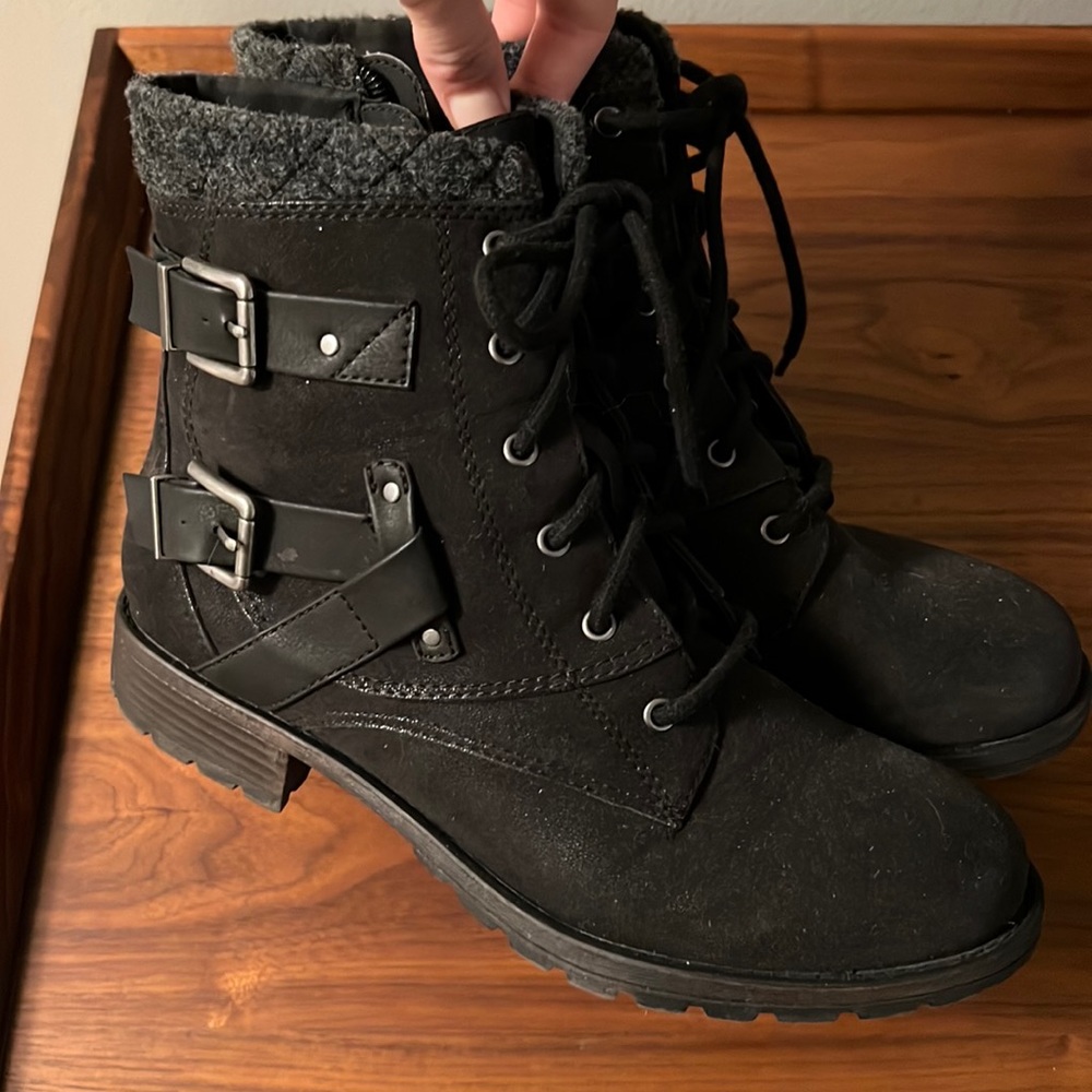 Black combat boots